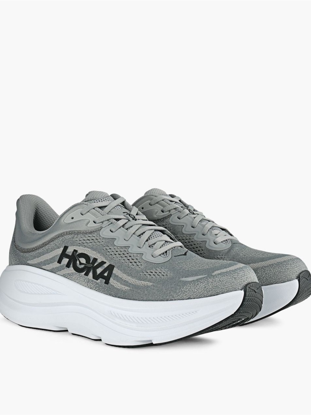 Hoka Bondi 9 Gray Athletic Running Shoes with White Midsole Size 9.5 4E US
